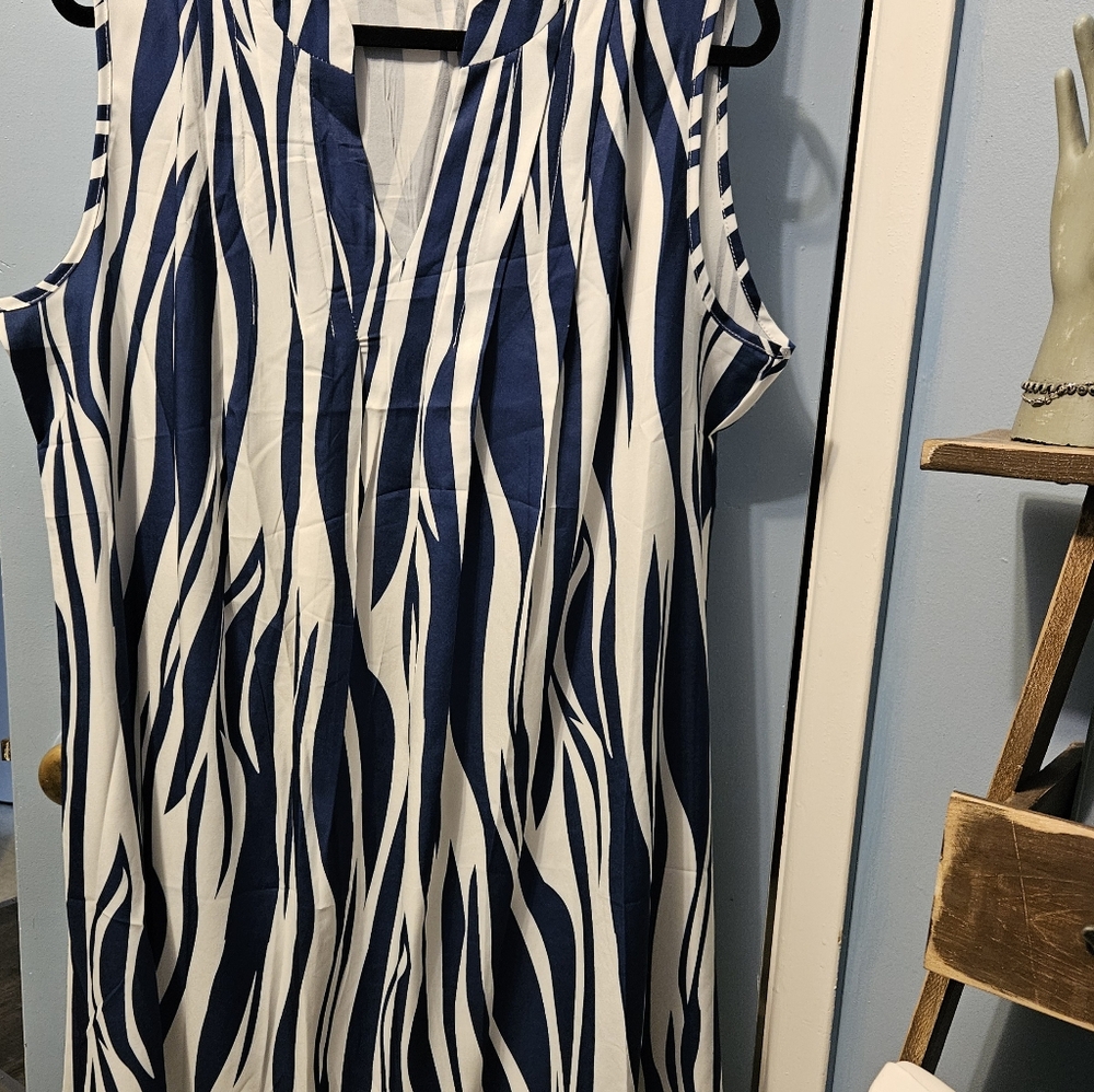 Blue & White Summer Dress 2xl